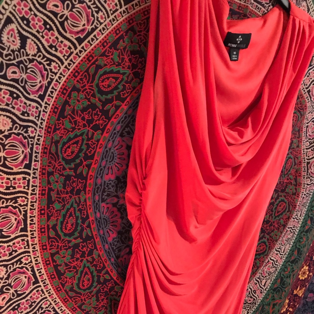 Orange knee length form fit dress